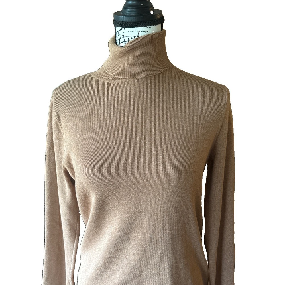 Chicos Size 1 Brown Turtleneck Long Sleeve Sweater